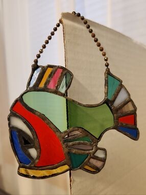 Beautiful 4.5" Stained Glass FISH Suncatcher Colorful Hand Crafted